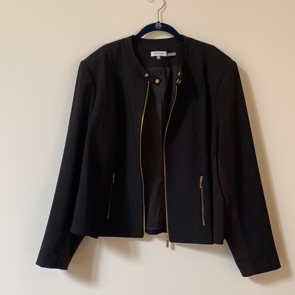 Calvin Klein Size 22W (US) Stretch Long-sleeve Jacket w/ Gold Hardware - Picture 8 of 13